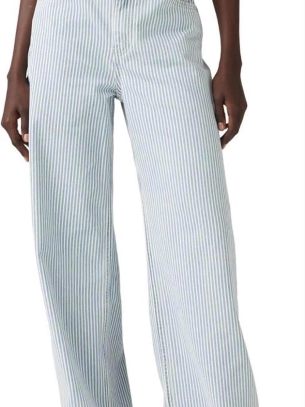 Cinch High Waist Baggy Wide Leg Jeans
 - Light Blue/White